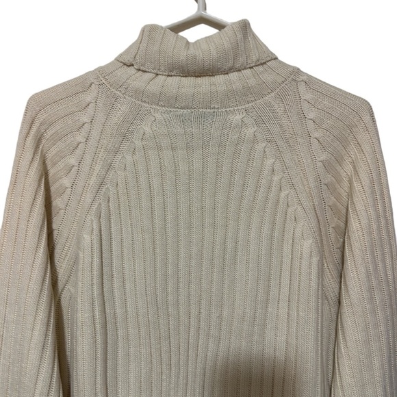 Doe + Rae Turtleneck Sweater Dress Long Sleeves With Side Slits Cream Size Large - Picture 6 of 13